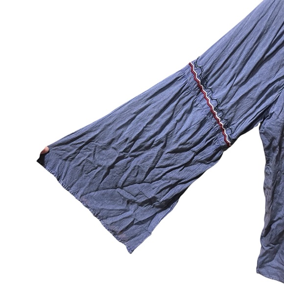 Scully Blue Floral Embroidered Blouse Bohemian Western 2X - Picture 3 of 10